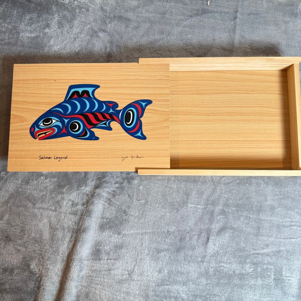 Salmon Legend Wooden Keepsake Box Joe Wilson Northwest Coast Native Art - Picture 5 of 6
